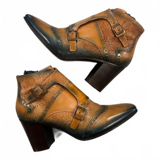 Jo Ghost Womens Art Diver Two Tone Ankle Boot In Brown