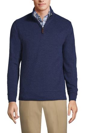 Lands End Bedford Rib Quarter Zip Sweater in Medium Denim Heather at Nordstrom, Size Xx-Large
