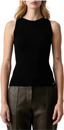 Twinset Dual Use Aansluitende Gebreide Top - Dames - Tops - Zwart - Maat: XL Viscose