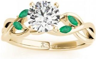 Allurez Emerald Marquise Vine Leaf Engagement Ring 14k Yellow Gold (0.20ct)