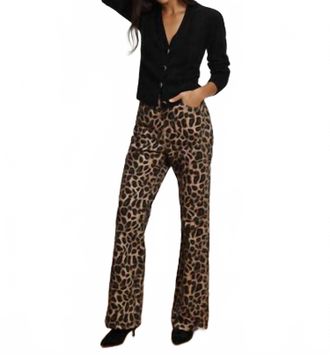 Veronica Beard Taylor High Rise Wide Leg Jean In Washed Leopard
