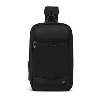 Piquadro Slingtas met vingerafdrukvergrendeling & RFID-bescherming - Heren - Tassen - Zwart - Maat: ONE Size Leer