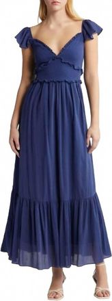 LoveShackFancy Katina Smocked Ruffle Maxi Dress In Midnight