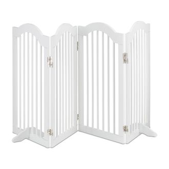 Relaxdays Relaxdays - Barrera Seguridad Perros, 4 Paneles, Alto 92 Cm, Valla Protecci&oacute;n Mascotas, Plegable, 92x205 Cm, Blanca