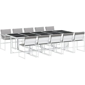 vidaXL Juego De Comedor De Jard&iacute;n 11 Pzas Con Cojines Textilene Blanco Vidaxl