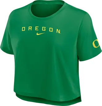 Nike Oregon Premium Performance Nike Womens Dri-FIT Cropped Top in Green | 02OX30DUON-3PW