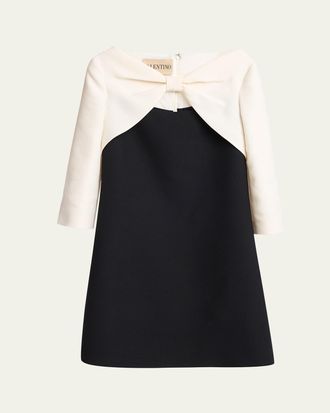Valentino Garavani Colorblock Bow Long-Sleeve Mini Dress