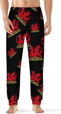 Generic Welsh Flag Dragon Mens Pajama Bottoms Soft Lounge Pants Sleepwear with Elastic Waist And Pocket