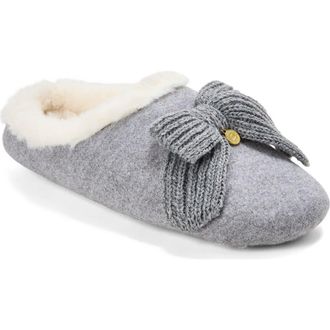 Dearfoams Josie Knit Clog Slipper with Bow in Light Heather Grey at Nordstrom, Size X-Large M