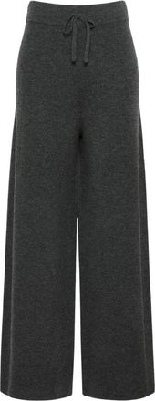 Max Mara Pantalone a coulisse - Dames - Wijde Broeken - Grijs - L - Wol - Broeken