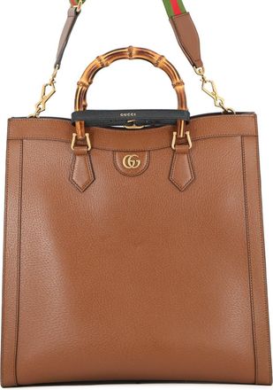 Gucci Brown Leather Handbag Tote Bag (Pre-Owned)