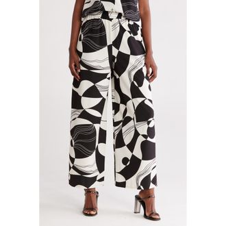 By Design Rythm Wide Leg Pants in Black/Ivory at Nordstrom Rack, Size X-Large