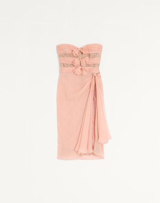 Valentino Abito In Chiffon Crepponne Donna SWIRL PINK/ORO 36