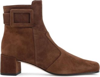 Roger Vivier Tr&egrave;s Vivier Enkellaarsjes - Dames - Laarzen met Hak - Bruin - 39 EU - Leer - Schoenen
