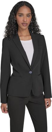 Tommy Hilfiger Womens One Button Blazer, Black, 14