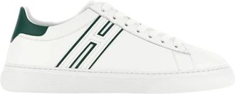 Hogan Groene leren sneakers met logo aan de zijkant - Heren - Sneakers - Wit - 39 1/2 EU - Leer - Schoenen
