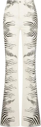 Roberto Cavalli Jeans, Dames, Wit, M, Denim, Zebra Print Denim Jeans