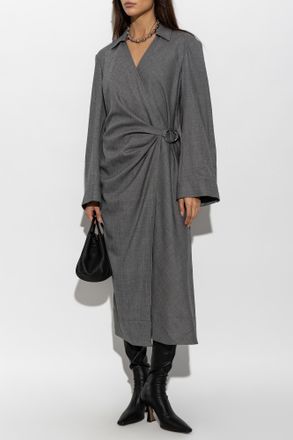 Tory Burch Dress With Wrap Fastening, Womens, Grey