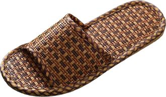 Generic Slippers Womens Summer Linen Slip On Summer Sandals Lightweight Slippers for Bathroom Braided Summer Shoes Beach Sandals Indoor and Outdoor Shower Sho