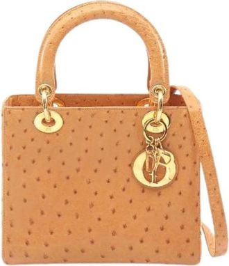 Dior Pre-owned Lady Dior Ostrich Handtas - Dames - Vintage Handtas - Bruin - ONE Size - Leer - Vintage