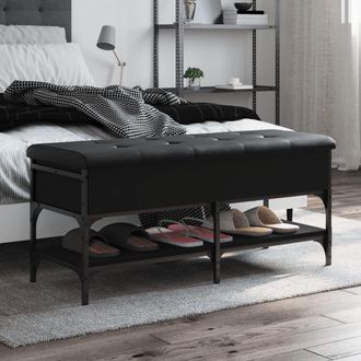 vidaXL Vidaxl - Banco Zapatero Madera De Ingenier&iacute;a Negro 102x42x45 Cm