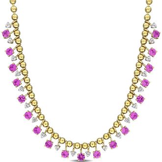 Delmar Lab Created Pink Sapphire & Lab Created White Sapphire Necklace at Nordstrom Rack