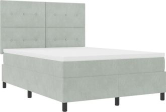 vidaXL Vidaxl - Box Spring Bed with Mattress Light grey 140 x 200 cm Velvet