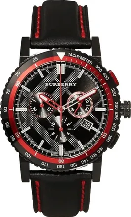 Burberry Accessoires, Heren, Zwart, ONE Size, Leer, The City Chronograph
