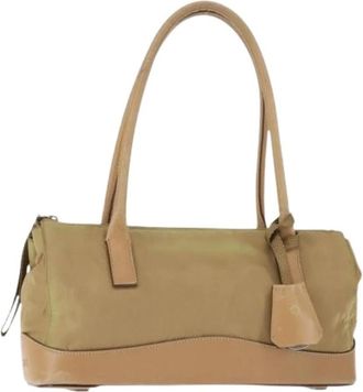 Prada Pre-owned Nylon Schoudertas - Dames - Vintage Schoudertas - Bruin - ONE Size - Nylon - Vintage