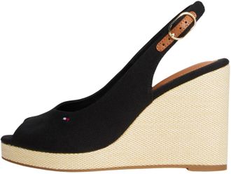 Tommy Hilfiger Womens Flag High Wedge Slingback Sandals, Black (Black), 6.5