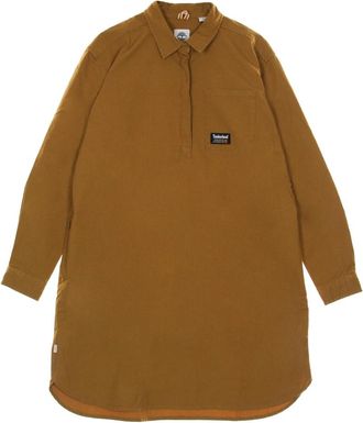 Timberland Overshirt jurk met tarwe laars - Dames - Shirt Kleedjes - Bruin - M - Katoen - Kleedjes