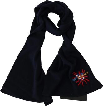 Dolce & Gabbana DGLoves London Wrap Shawl Wollen Sjaal - Dames - Wintersjaals - Blauw - ONE Size - Wol - Accessoires