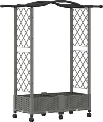 vidaXL Cama Elevada Con Trellis Y Techo Gris Claro 124 X 40 X 129 Cm Vidaxl
