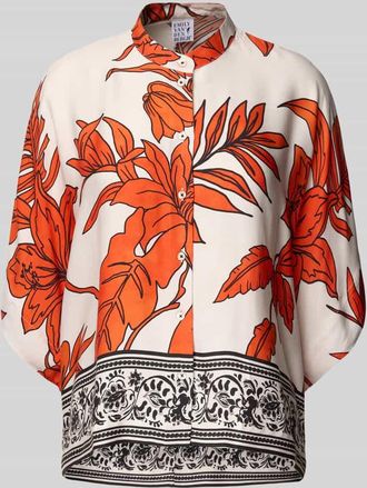 Emily van den Bergh Relaxed Fit Bluse aus Viskose mit Stehkragen in Orange, Gr&ouml;&szlig;e 40