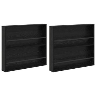 vidaXL Estante De Revistas 2 Pcs Roble Negro 80 X 12 X 70 Cm Vidaxl