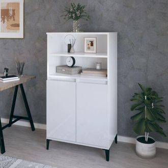 vidaXL Credenza Bianco Lucido 60x36x110 cm in Legno Multistrato - Vidaxl
