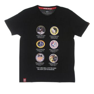 Alpha Industries Tops, Heren, Zwart, M, Katoen, Nasa Logo Zwart Tee Korte Mouw