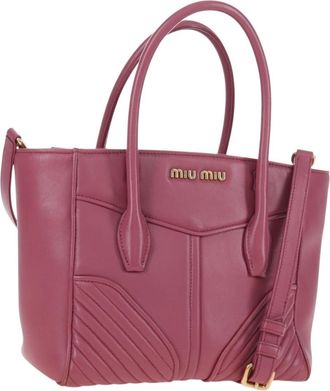 Miu Miu Beau Top Handle Leather Pink Leather Handbag (Pre-Owned)