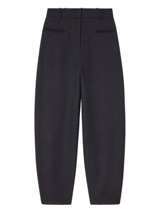 Ganni logo-patch trousers - women - Fabric - 34 - Grey