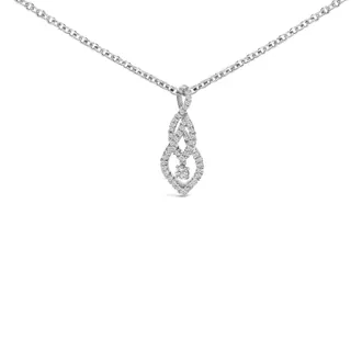 House of Brilliance Sterling Silver 1/3 Cttw Diamond Swirl Teardrop Pendant Necklace