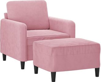vidaXL Sill&oacute;n Con Taburete Terciopelo Rosa 60 Cm Vidaxl