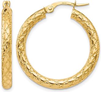 Diamond2Deal 10K Yellow Gold Round Hinged Hoop Earrings