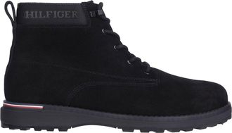 Tommy Hilfiger Black Treaded Sole Suede Leather Boots