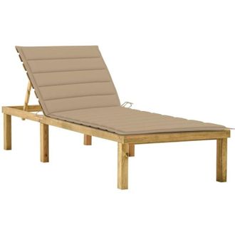 vidaXL Tumbona Con Coj&iacute;n Beige Madera De Pino Impregnada Vidaxl