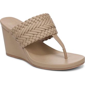 Franco Sarto Talea Genuine Calf Hair Wedge Sandal in Mocha at Nordstrom, Size 8.5
