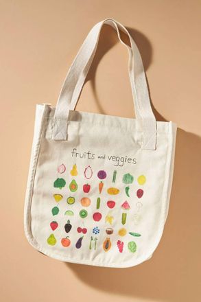 Unfortunate Portrait Up Tote Bag In Fruits & Veggies