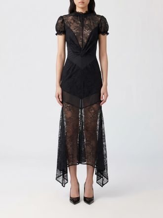 The Attico Asymmetric Midi Evening Dress in Lace with Puff Sleeves