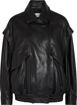 Nour Hammour Micah Grained Leather Jacket - Black - S (UK8-10 / S)