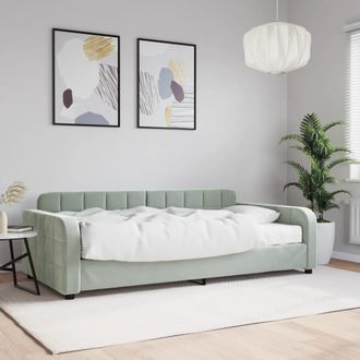 vidaXL Sof&aacute; Cama Con Colch&oacute;n Terciopelo Gris Claro 100x200 Cm Vidaxl