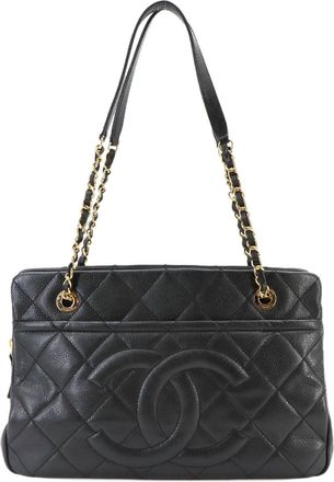 Chanel Matelasse Black Grained Calfskin Handbag Tote Bag (Pre-Owned)